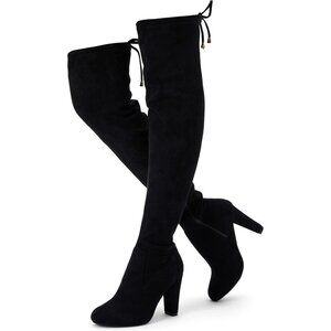 Women’s Black-knee High Suede Fashion Pointed Toe Thigh High Over The Knee Boots